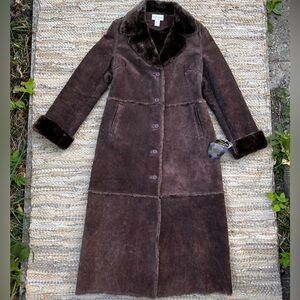 Newport News Faux Fur Lined Suede Coat